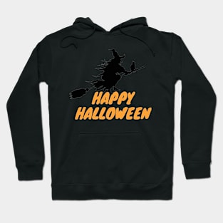 Happy Halloween Witch On Broom Hoodie